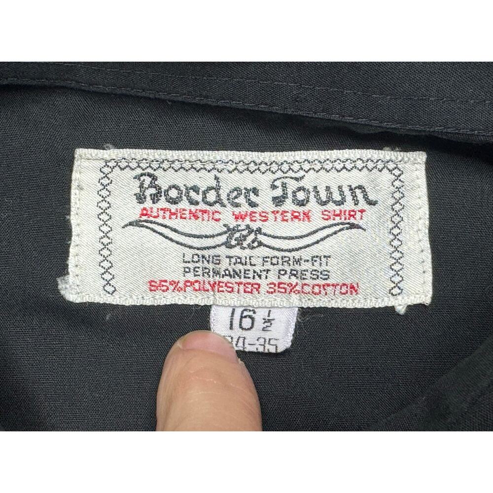 Border Town Men's Long Tail Form Fit Black Rose Embroidered Western Shirt - L - Picture 4 of 5